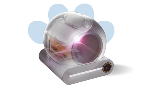 Keblam Inc Showcase Image displaying how automatic cleaning works in the automatic cat litter box