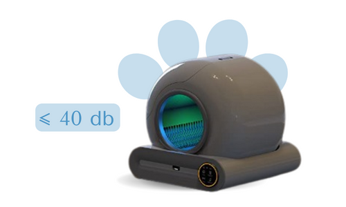 Keblam Inc Showcase Image displaying the automatic cat litter box in night mode